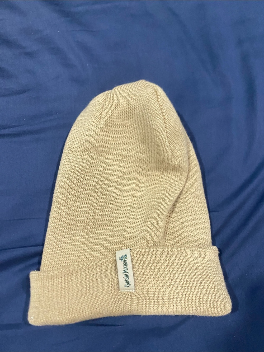 Kids Tan Knit Beanie Hat with Folded Cuff - Brand:
